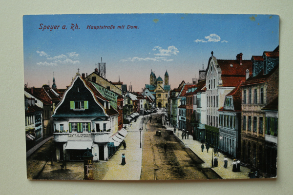 Ansichtskarte AK Speyer 1910-1920 Hauptstrasse Dom Central Drogerie Geschäfte Architektur Ortsansicht Rheinland Pfalz